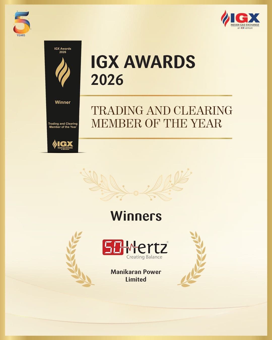 IGX award: Trading and Clearing Member of the Year